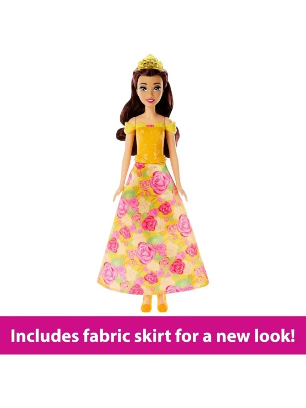Customizable Disney Princess Belle Doll with 20 Charms, Skirt & Storage Case